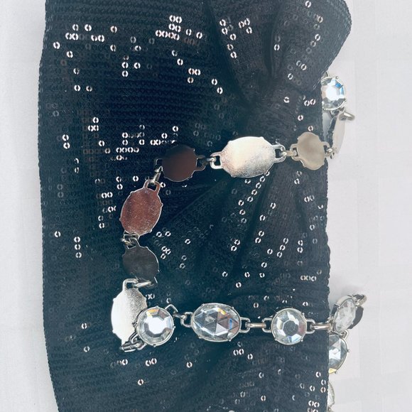 White House Black Market Sequin Evening Bag with Jeweled Handle & Bow - Picture 2 of 8